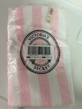 Victoria's Secret Pink and White Striped Terry  Tote Bag